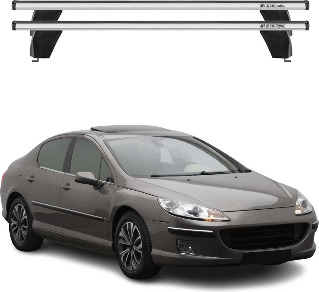 Menabo Dachträger Grundtäger für Peugeot 407 2004-2012 75kg Alu Silber 2 tlg