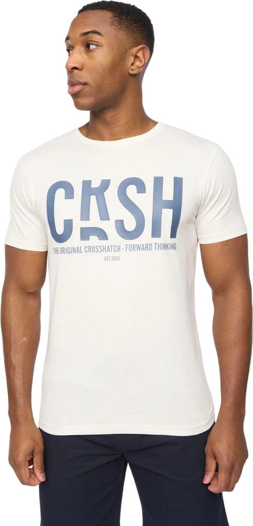 Crosshatch - "Solari" T-Shirt für Herren BG2075 (L) (Naturweiß)