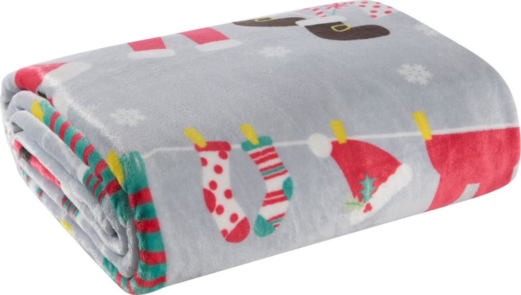 Weihnachtsdecke Tagesdecke 150x200 Weihnachtsmann Kleidung 13 silber rot Eurofirany St. 23