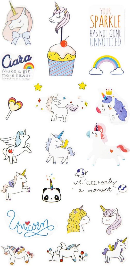 Oblique Unique Einhorn Sticker Set Unicorn Kinder Aufkleber Retro Vintage Scrapbooking