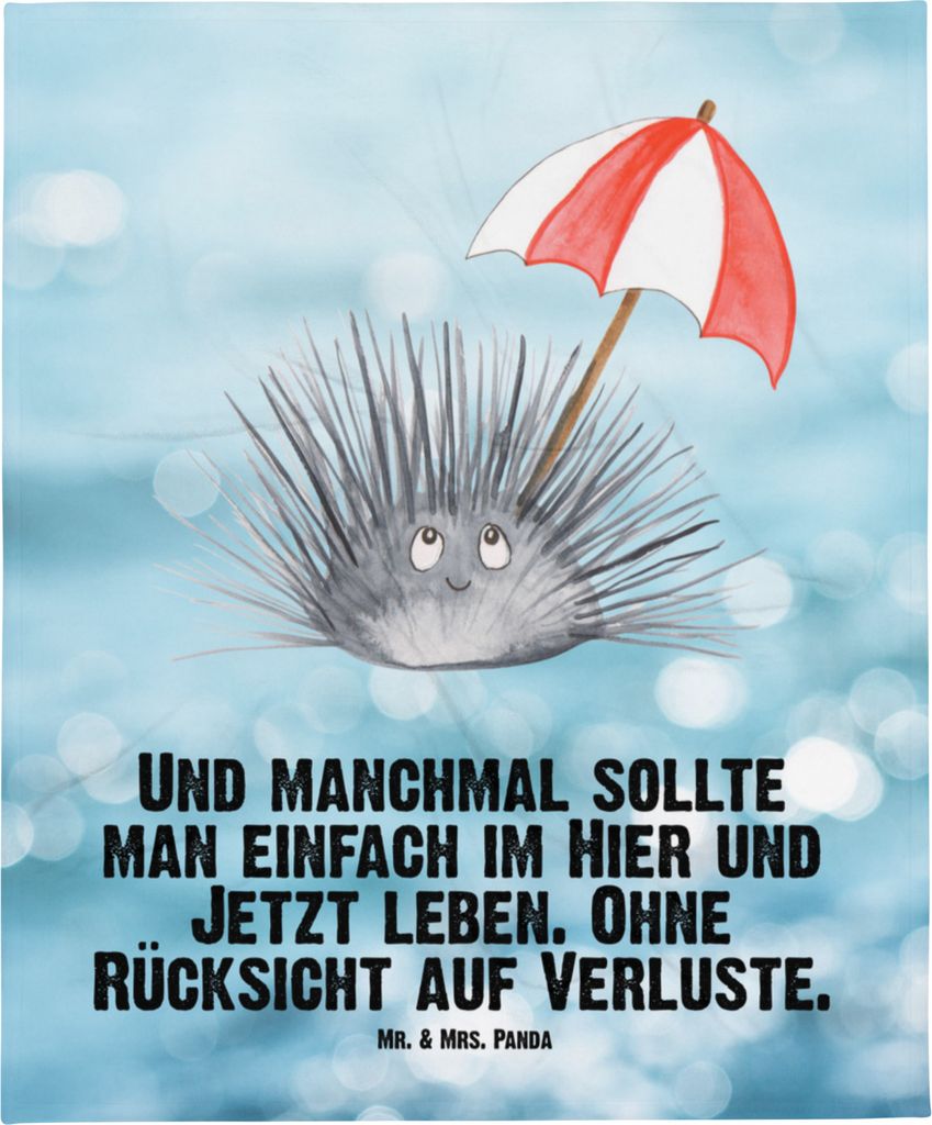 Mr. & Mrs. Panda Erstlingsdecke Seeigel - Oceanblue - Geschenk, Selbstliebe, Kinderwagendecke, Fleecedecke, Hier und Jetzt, Plaid, Leben, Babydecke...