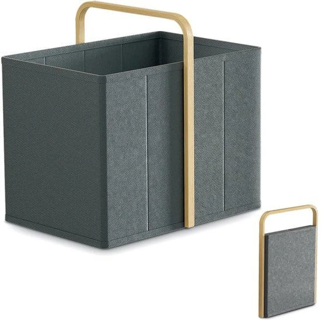 Panier à linge pliable 65 L gris foncé en bambou tressé haute qualité