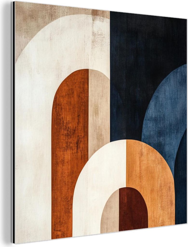 MuchoWow Wanddekoration Metall Metallbild Wandkunst 90x90 cm Abstrakt - Formen - Dunkelblau MuchoWow Aluminium Gemälde - Dekoration - Industrial -...