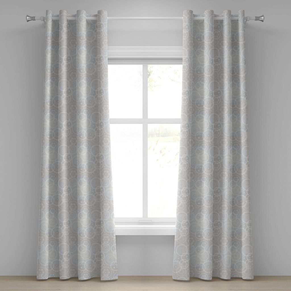 ABAKUHAUS Pearls Ösenvorhang, Kreis Spitze Deckchen Muster Moderner Und Romantischer Brautart Entwurfs Grafik Druck, Dekorative 2-Panel-Fenstervor...