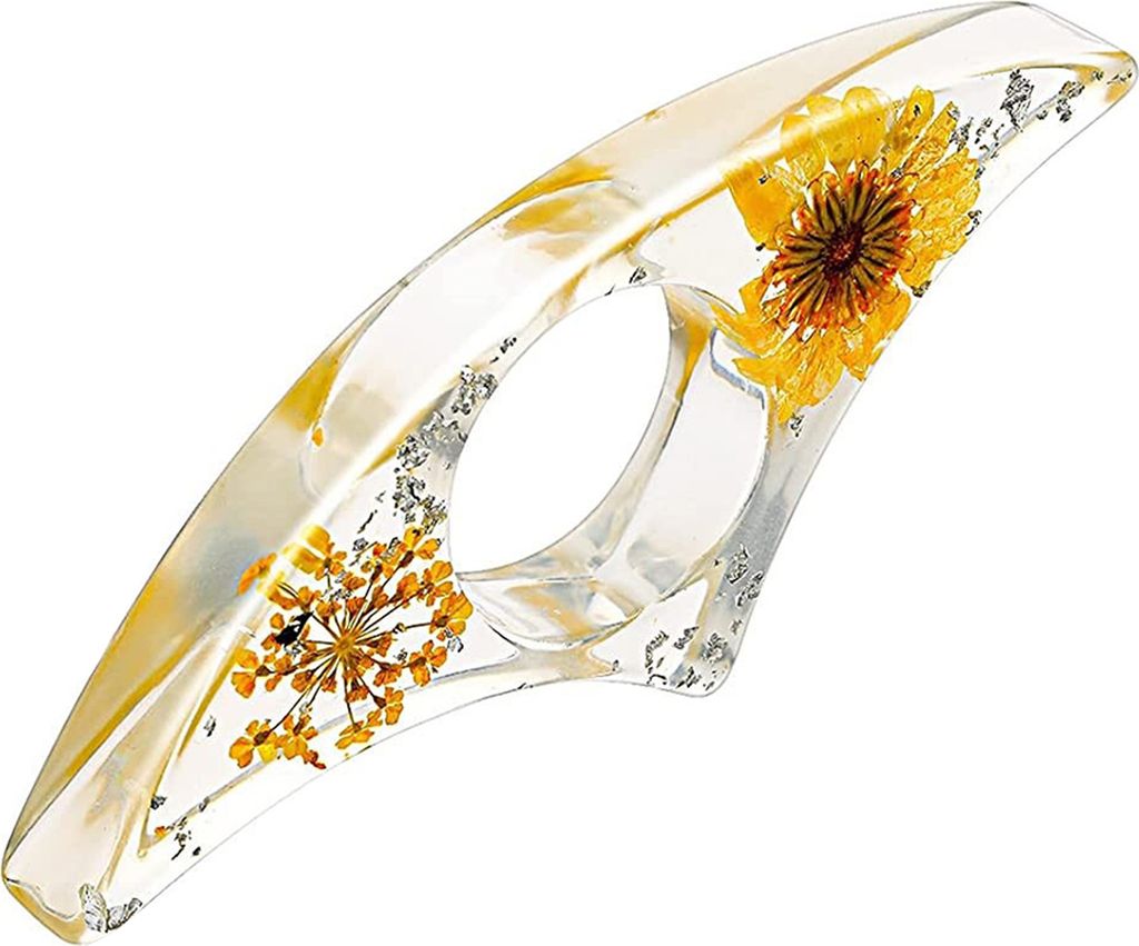Buchseitenhalter, transparent, getrocknetes Blumendesign, glatte Kante, natürlicher Stil, Lesehilfe, wiederverwendbar, handgefertigt, Daumen-Buchs...