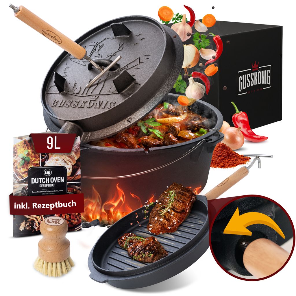 GUSSKÖNIG Dutch Oven Set [9L] avec pieds - Marmite de feu Image du produit 