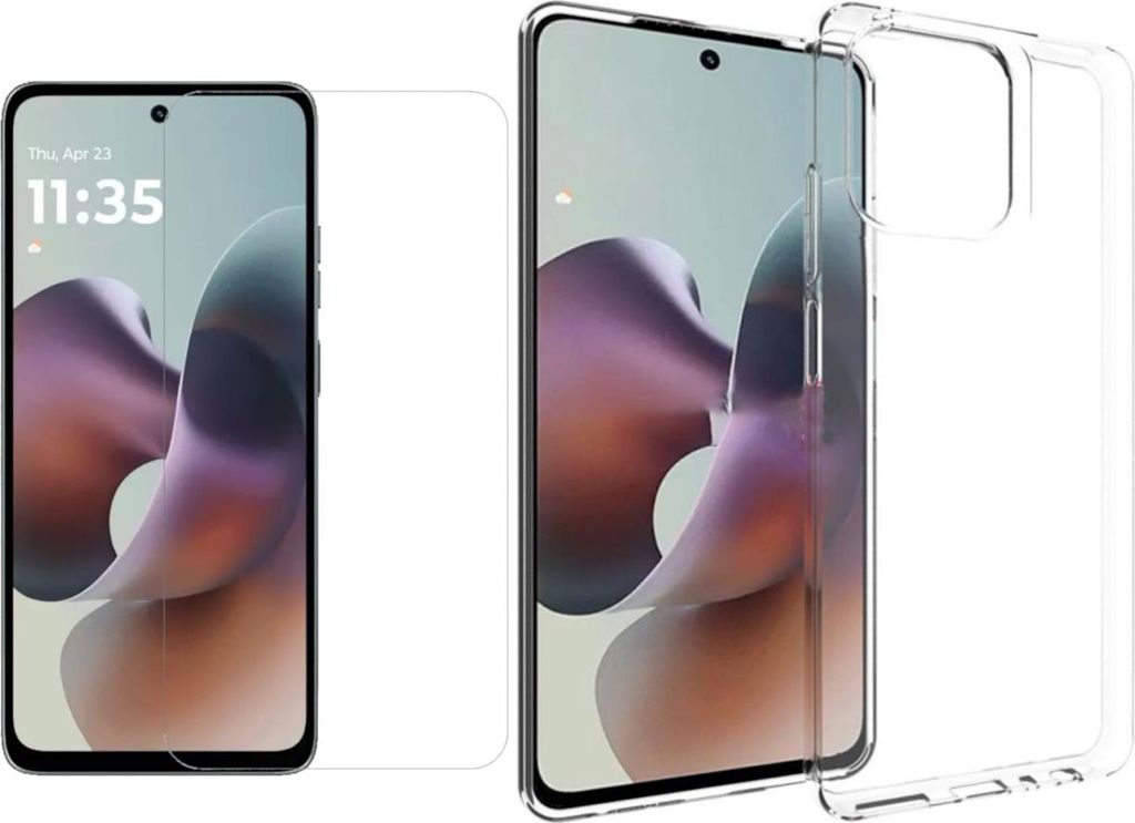 Für Motorola Moto G56 5G Silikon TPU Schutz Hülle Cover Transparent + H9 Hart Glas Folie