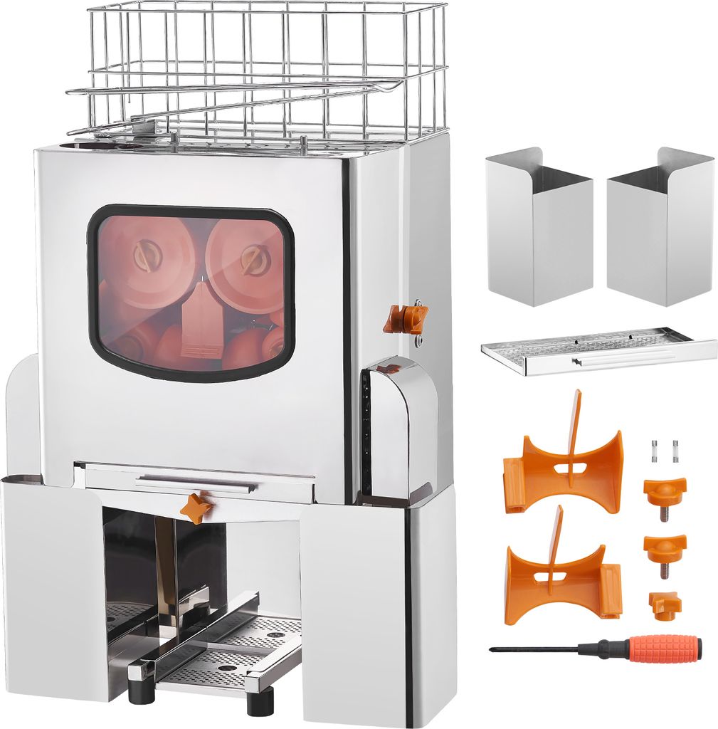 Kommerzielle Orangenpresse von SucceBuy, 120 W, automatisch. Presst 20 Orangen pro Minute aus. Presse aus Edelstahl mit herausziehbarem Filterkaste...