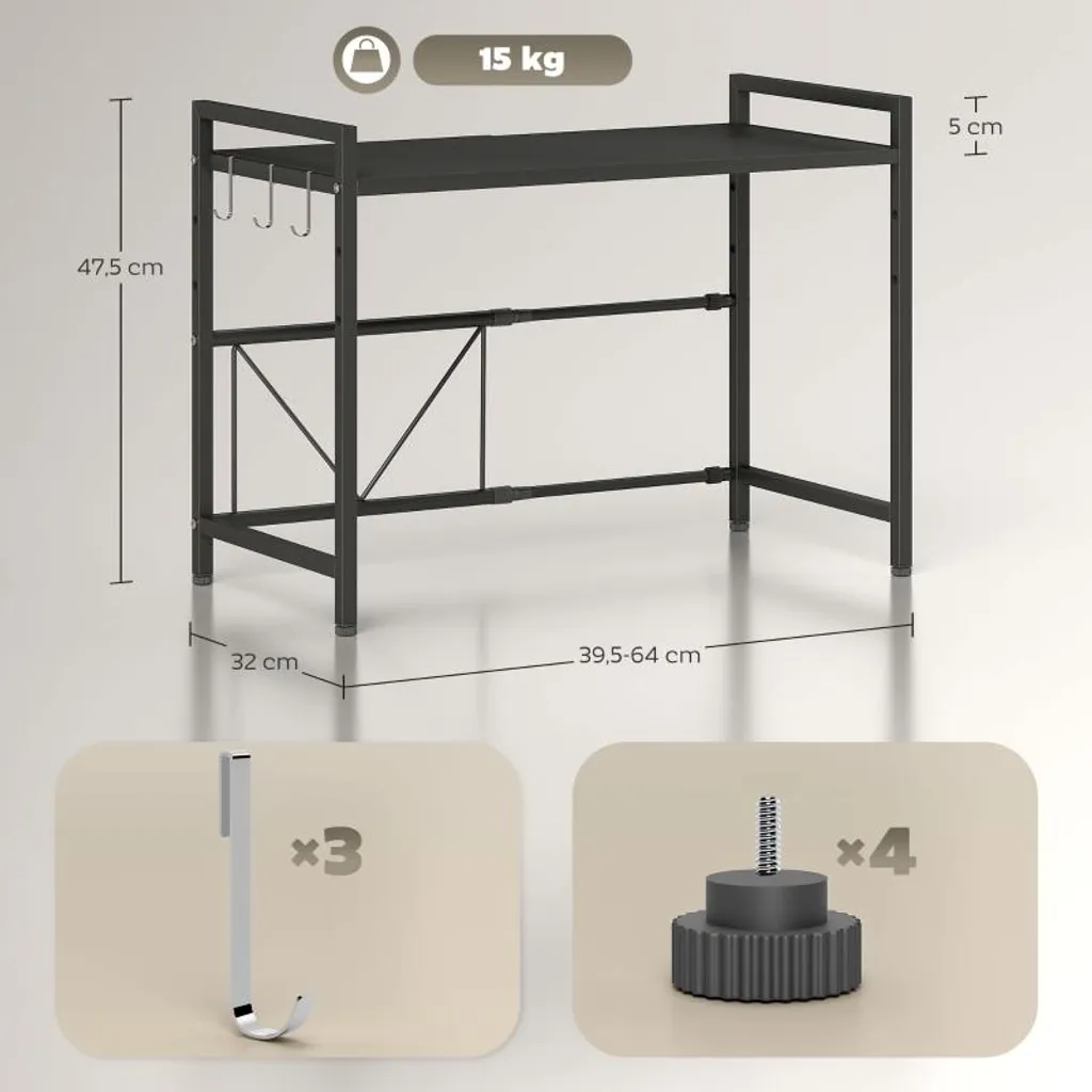 Libérez votre Cuisine avec ce Support Micro-ondes Réglable en Métal Noir