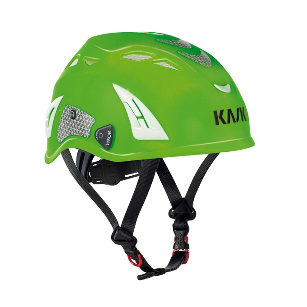 KASK Schutzhelm, Industriekletterhelm Plasma HI VIZ - Arbeitsschutzhelm, Drehrad, Reflexstreifen, EN 397 Farbe:hellgrün
