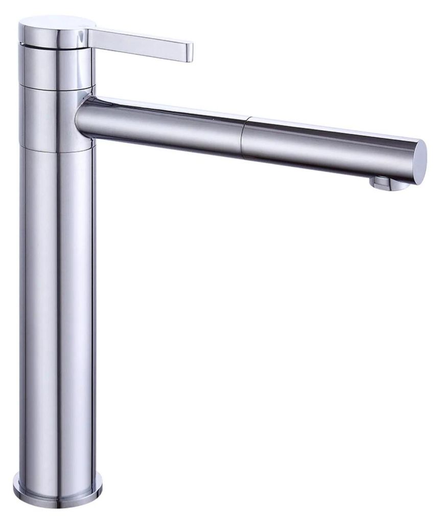 Waschbeckenarmatur - Hohe Ausführung - 360° Schwenkbarer Auslauf - Deckmontage - Gehäuse & Ventileinsatz aus Edelstahl - G3/8-Anschluss - Silber