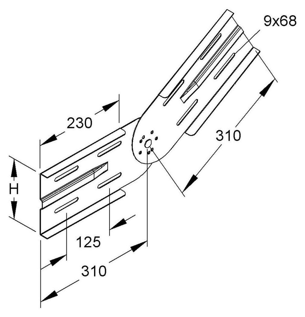 Gelenkverbinder WSGV 150 vertikal für Kabelrinnen/-leitern Höhe 150 mm Breite 200-600 mm Schraubverbinder