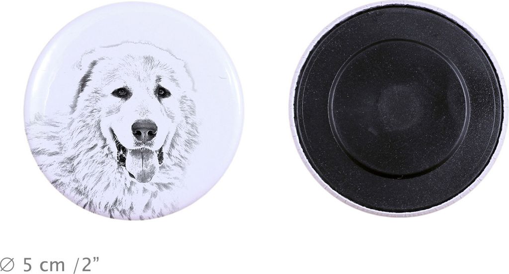 Pyrenäen-Mastiff, Mastín del Pirineo Magnet mit einem Hundepfotenabdruck, außergewöhnlich leicht, starker Magnet, handgefertigtes Produkt der M...