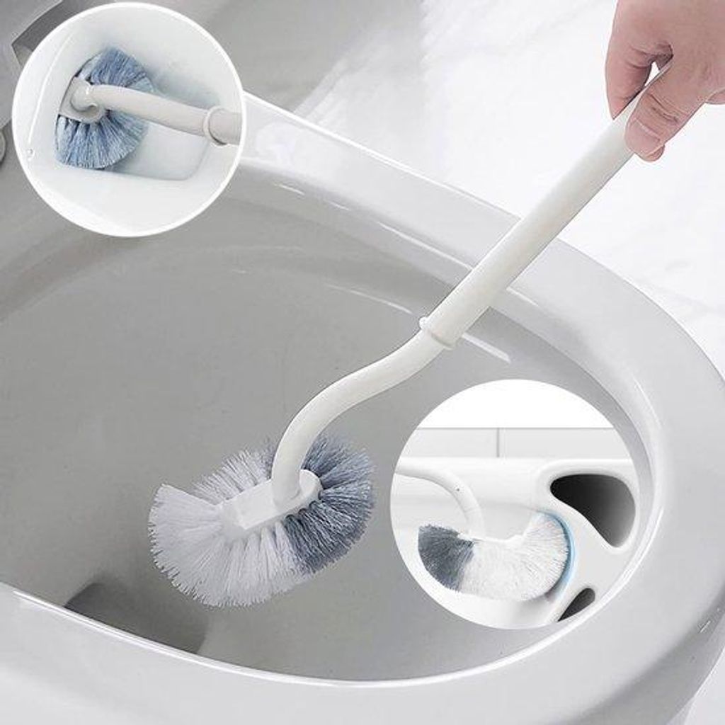 Toilettenset aus Kunststoff, 2-teilig, mit Abwasserspültuch und gebogener Toiletenschaufel mit langem Griff, robuste Bürsten für intensive Reini...