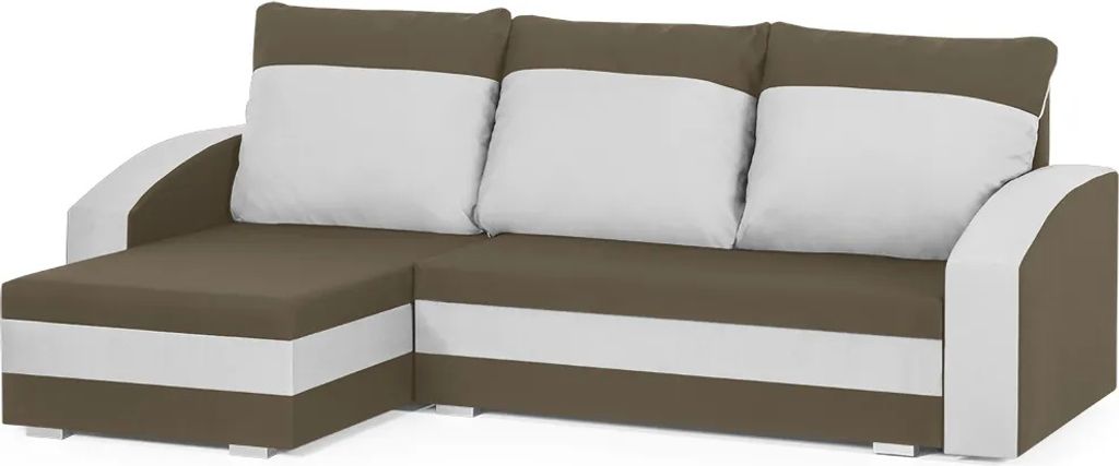 KING Ecksofa mit Schlaffunktion - Hellbraun/Weiß