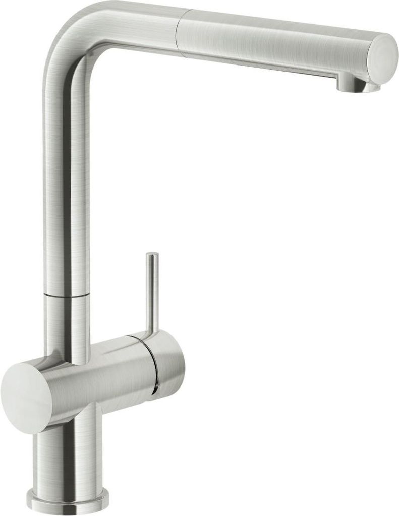KeraDomo NIEDERDRUCK Armatur SILA in EDELSTAHLFINISH mit herausziehbarem Auslauf / Systemceram