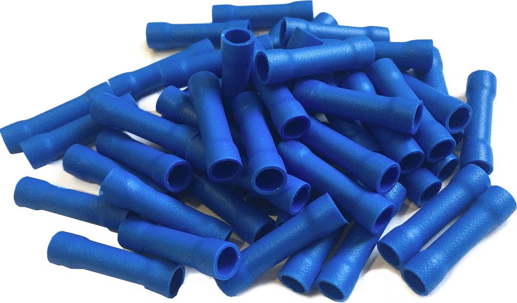 100x Stossverbinder isoliert 2,5-4,0 mm² blau Schrumpfverbinder