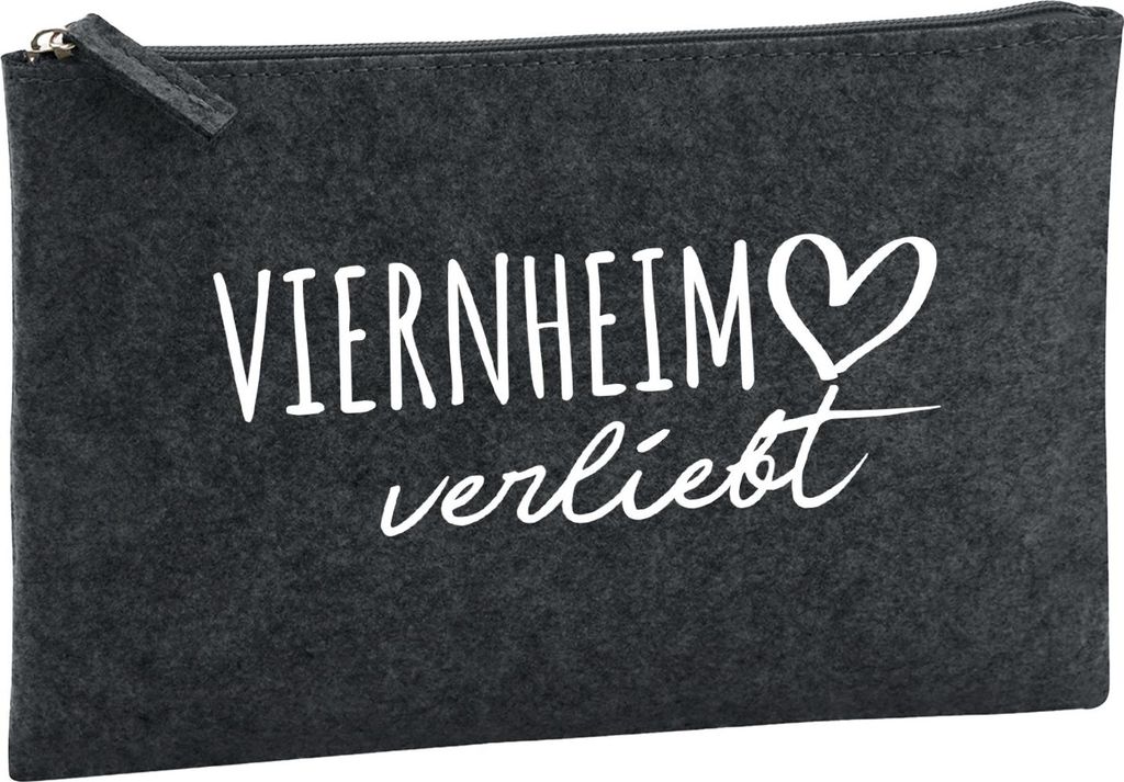 Huuraa Kulturbeutel Viernheim verliebt 1 Liter Charcoal Filz Kosmetiktasche Geschenkidee