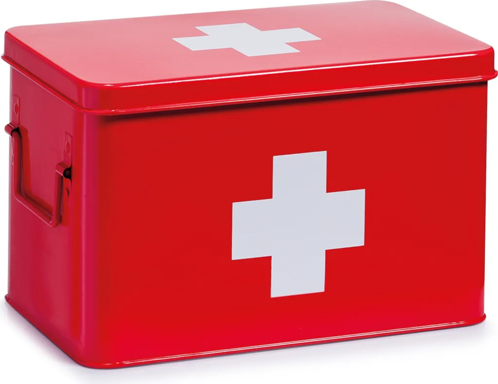 Mallette de secours Zeller rouge en métal pour organisation médicaments