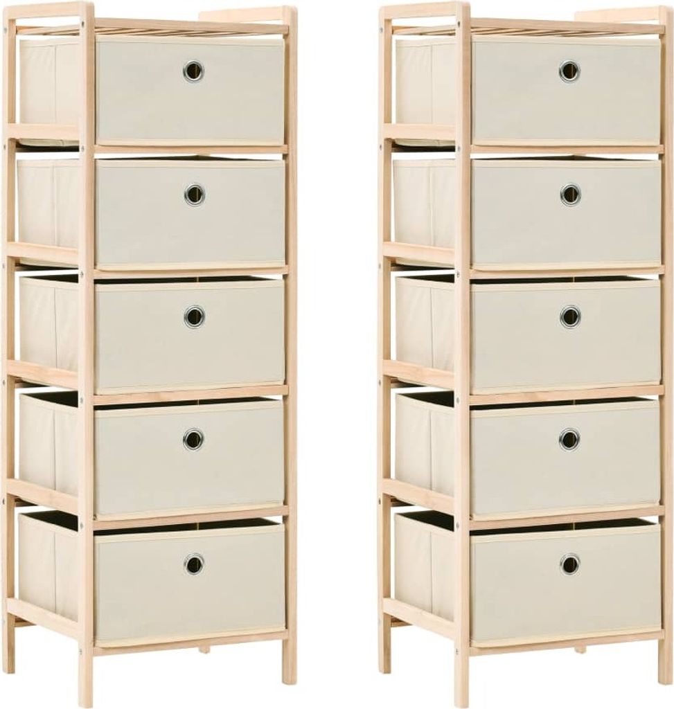Ankonbej Aufbewahrungsregale mit 5 Stoffkörben 2 Stk. Beige Zedernholz