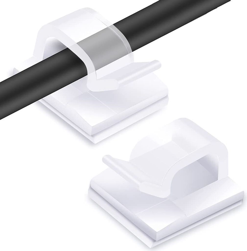 100 Kabel-Clips, Selbstklebend & Transparent – Zum Ordnen Von Kabeln Bis 0,7 Cm Dicke, Aus Nylon, Stark Haftend, Rückstandsfrei Entfernbar