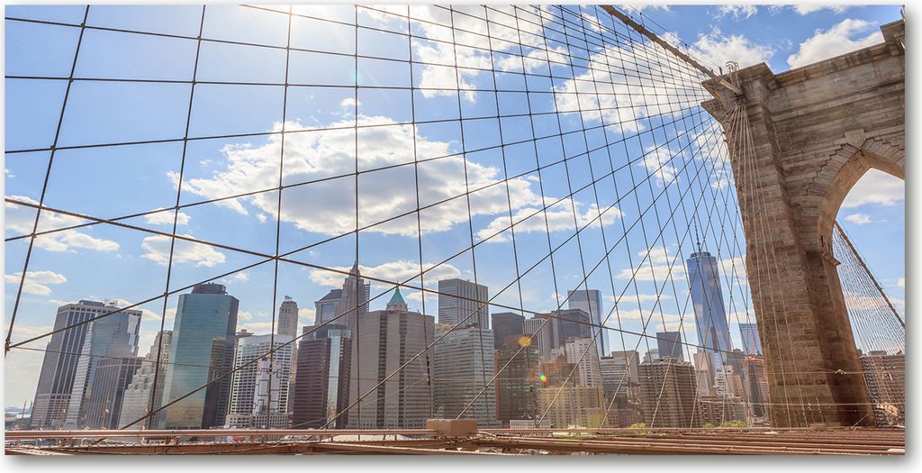 Tulup Leinwandbild - 140x70 cm - Wandkunst - Drucke auf Leinwand - Leinwanddruck - Sehenswürdigkeiten & Architektur - Blau - Brücke New York