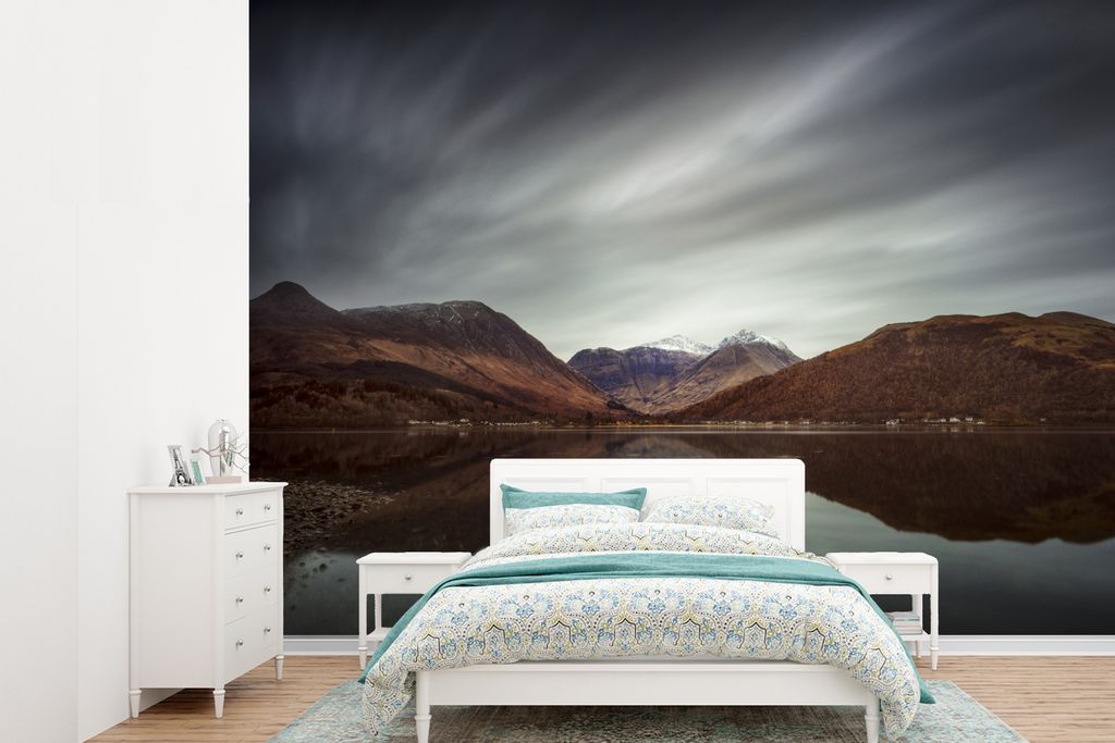 MuchoWow Fototapete für Wohnzimmer oder Schlafzimmer Wandtapete Vinyl Motivtapete Schöner Himmel über Ben Nevis - 330x240 cm - Vinyltapete