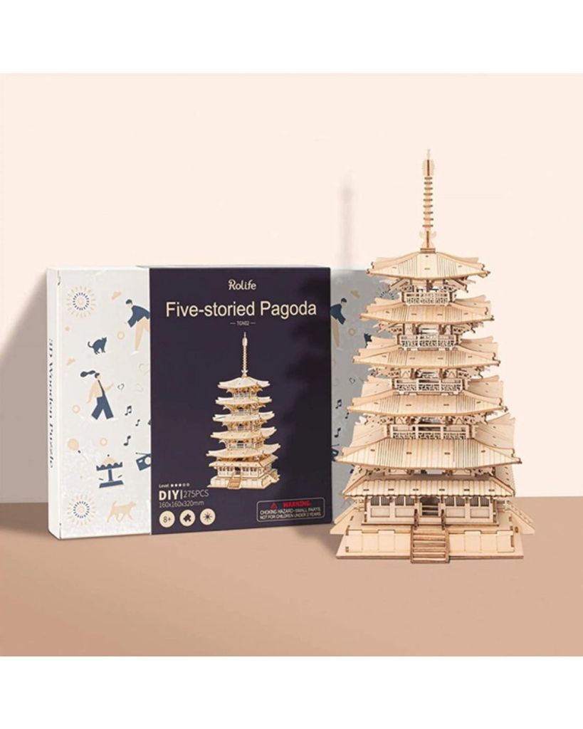 ROBOTIME Rolife 3D drevené puzzle Päťposchodová pagoda 275 Obrázok produktu 7