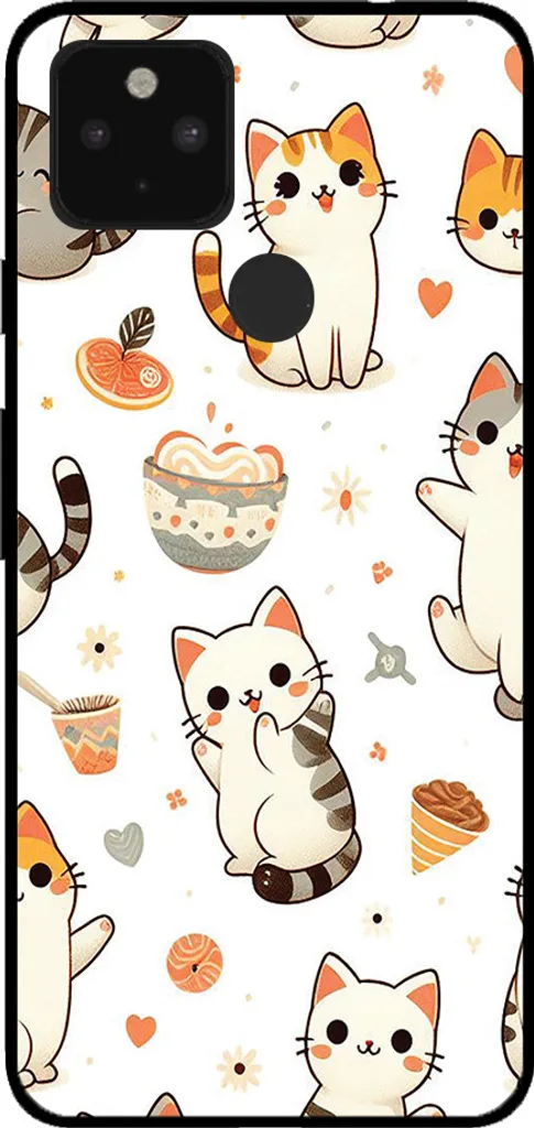Custodia Gatto Google Pixel 5 | Cover Protettiva TPU Design Kawaii