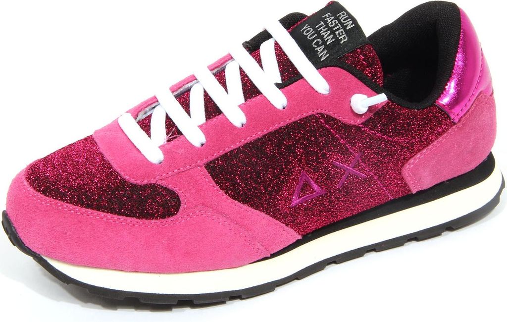 G3416 sneaker bimba girl SUN 68 fucsia glitter suede/fabric shoes kids