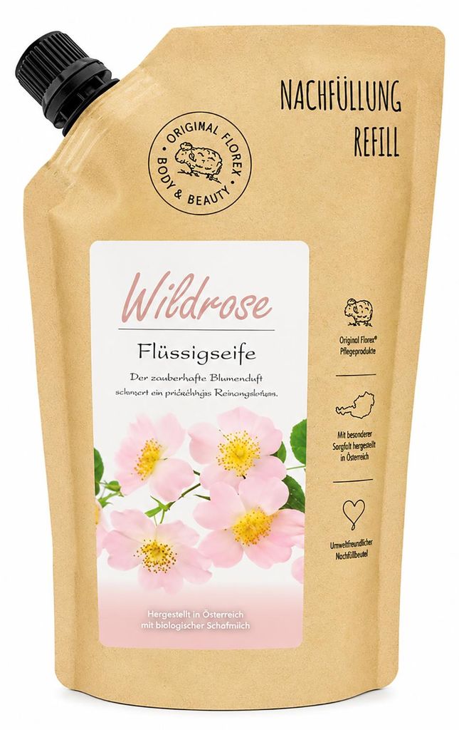 Flüssigseife im Nachfüll-Beutel Duft Wildrose