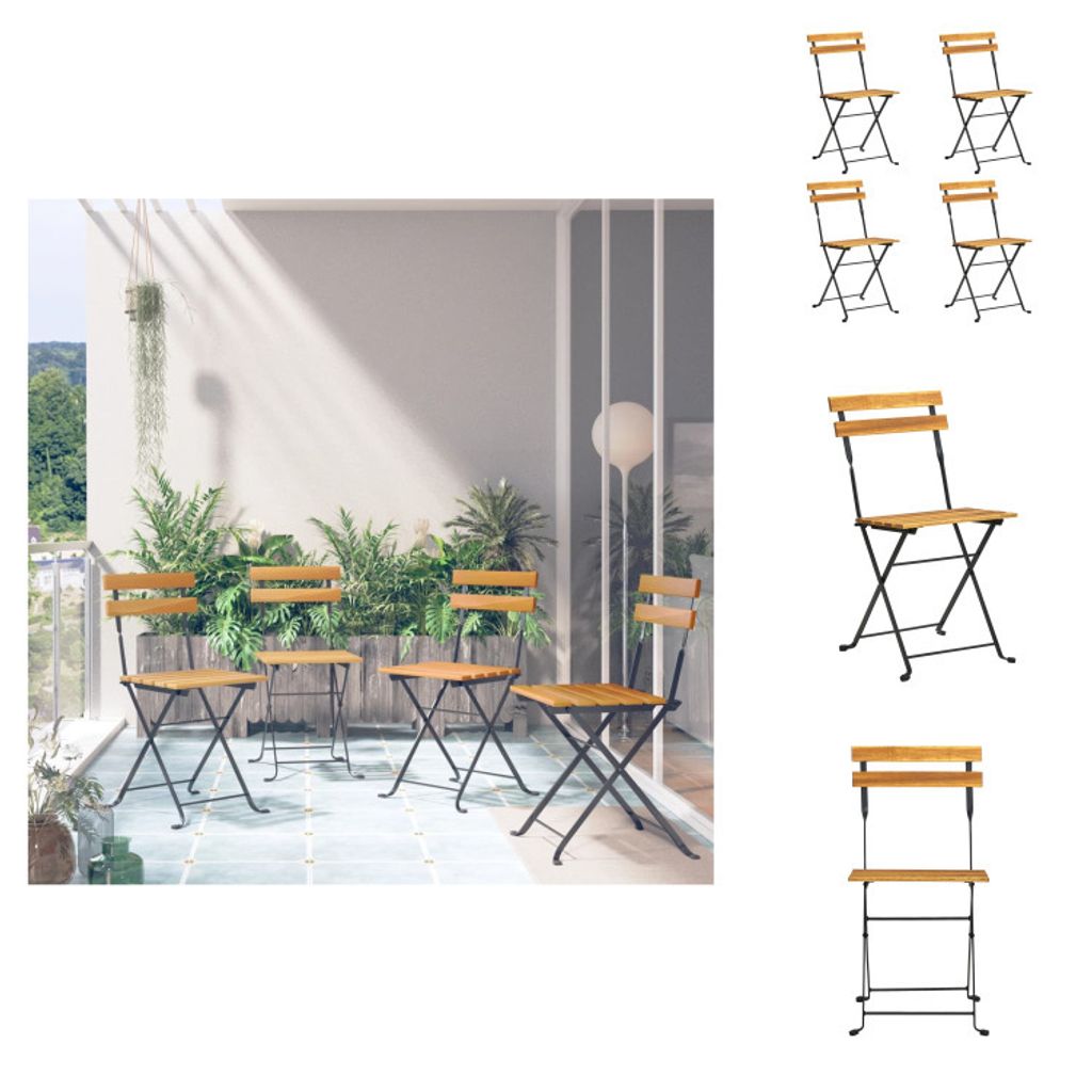 vidaXL Klappbare Bistrostühle 4 Stk. Massivholz Akazie - Gartenstühle