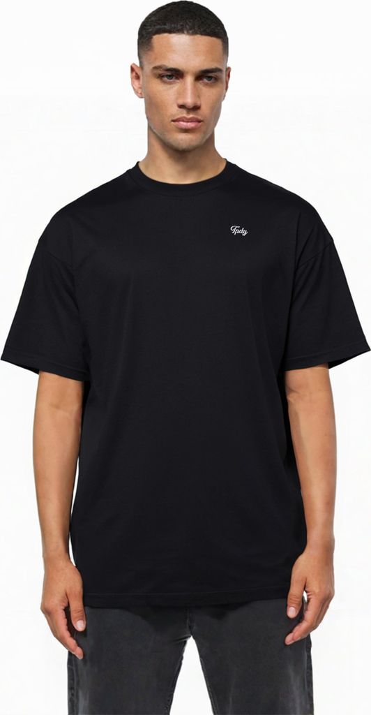 Nika Herren Oversize-Shirt Logostickerei Rundhals dicker Stoff