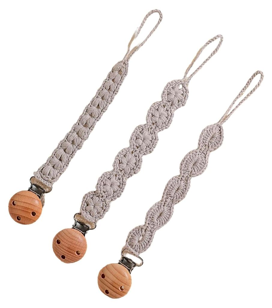 3 x Schnullerkette für Neugeborene, Beißband-Halter, Zahnspielzeug