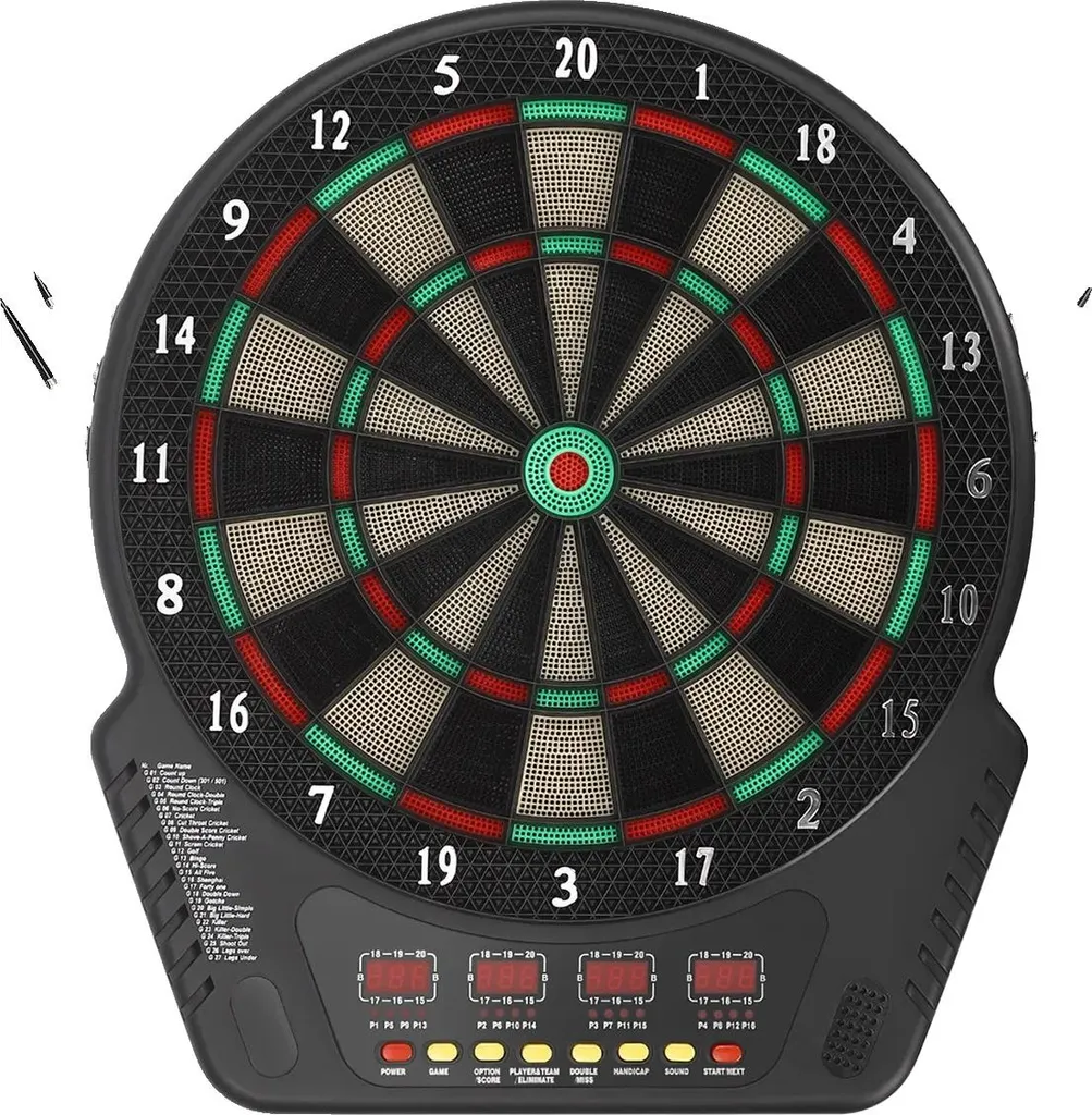 Cible de fléchettes électronique noire score auto et 27 variantes de jeu