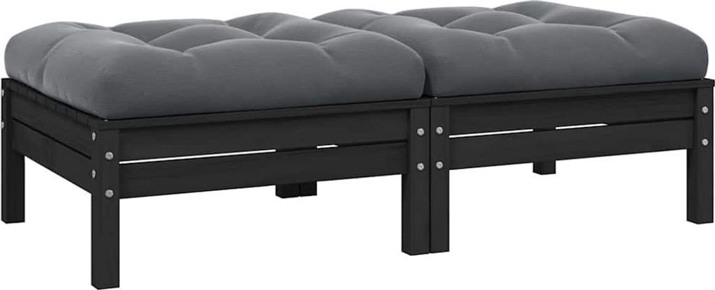 vidaXL Gartensofa 2-Sitzer mit Kissen in Schwarz Massivholz Kiefer