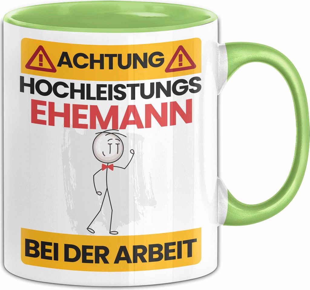 Ehemann Tasse Geschenk Lustiger Spruch Geschenkidee für Ehemann Achtung Hochleistungs Ehemann Bei Der Arbeit (Grün)