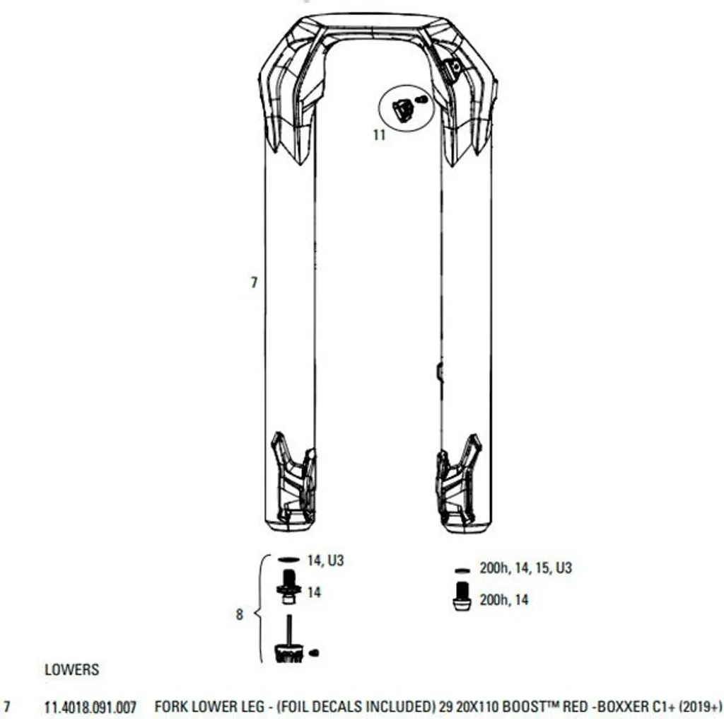 Fourche VTT DH Rockshox Boxxer Ultimate 29 Rouge pour la Compétition