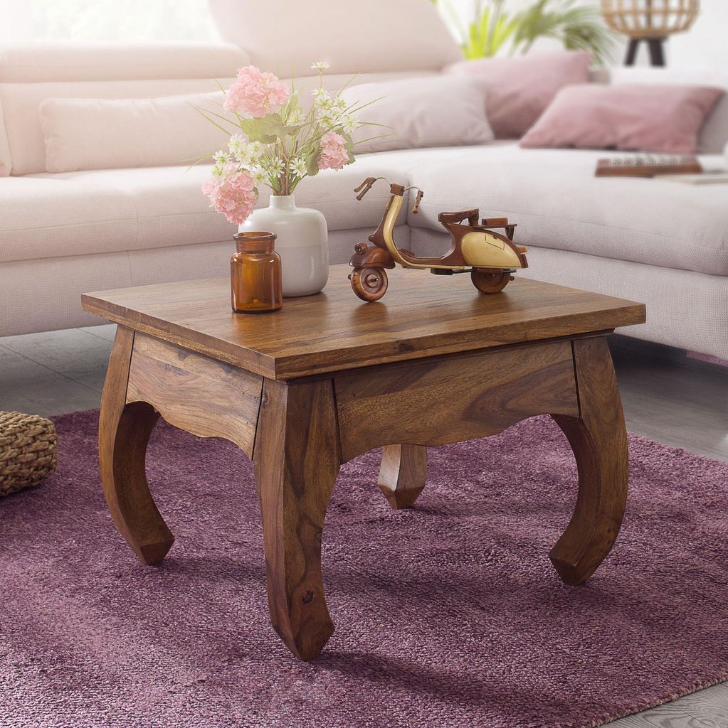 FineBuy Opium – stolik kawowy 60 x 40 x 60 cm, z litego Zdjęcie produktu 