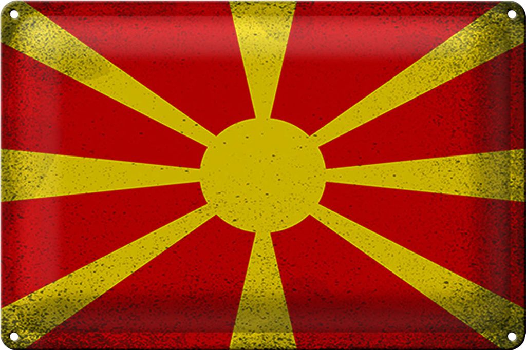Blechschild Flagge Mazedonien 30x20cm Macedonia Vintage