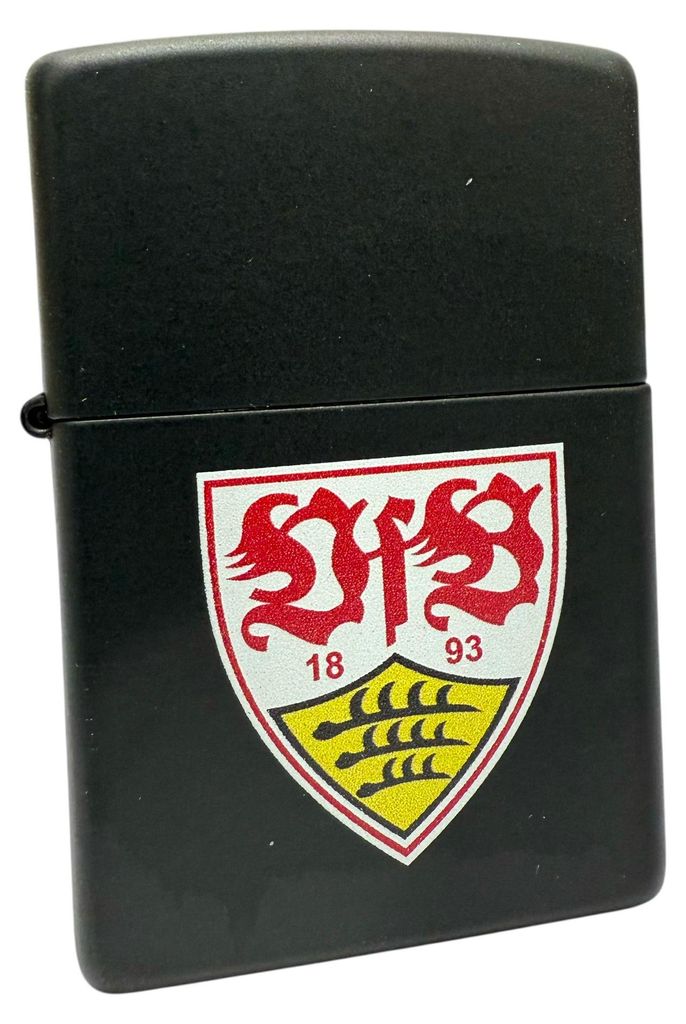 Zippo Feuerzeug VfB Stuttgart schwarz matt mit Logo offizieller Lizenzartikel