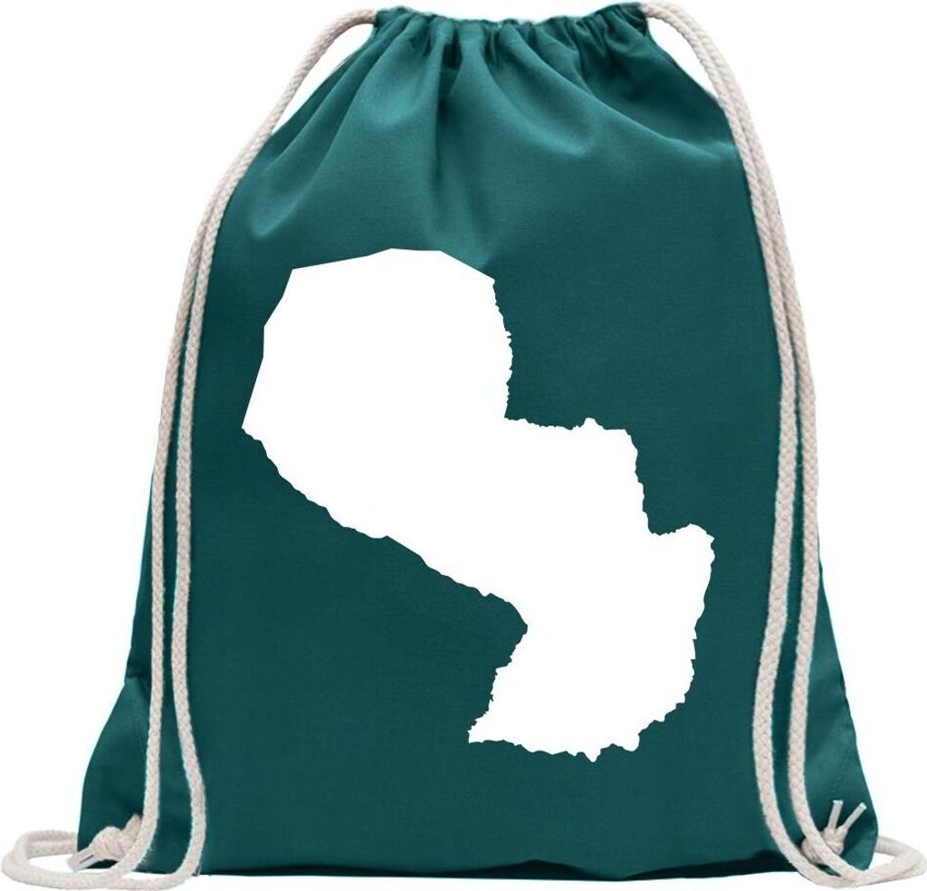 Kiwistar - Turnbeutel - petrol - Paraguay Umriss Kontur - Fun Rucksack Sport Beutel Gymsack Baumwolle mit Ziehgurt