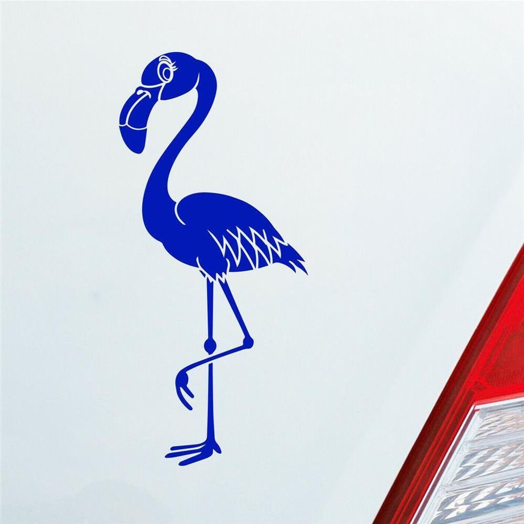 Auto Aufkleber Flamingo Vogel Tier Bird KFZ Car 9x19 cm Dunkelblau Sticker Heckscheibenaufkleber