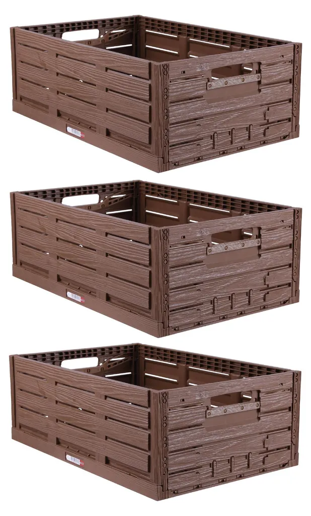 Bac de Rangement Pliable Effet Chêne 60x40 - Boîte de Stockage Design