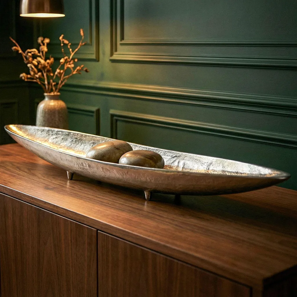 Coupe Décorative de Salon 60 cm Argentée Idéale pour Buffet et Console