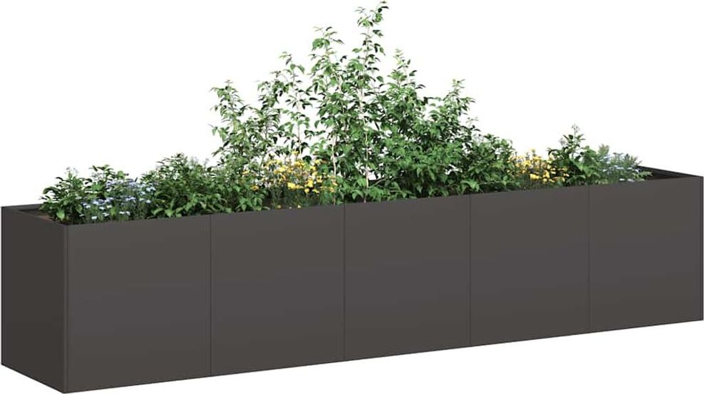 vidaXL Fioriera nera 200 x 40 x 40 cm Acciaio laminato a Immagine del prodotto 