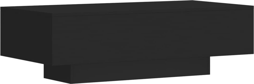 A black coffee table shown from a slightly elevated side angle against a white background.