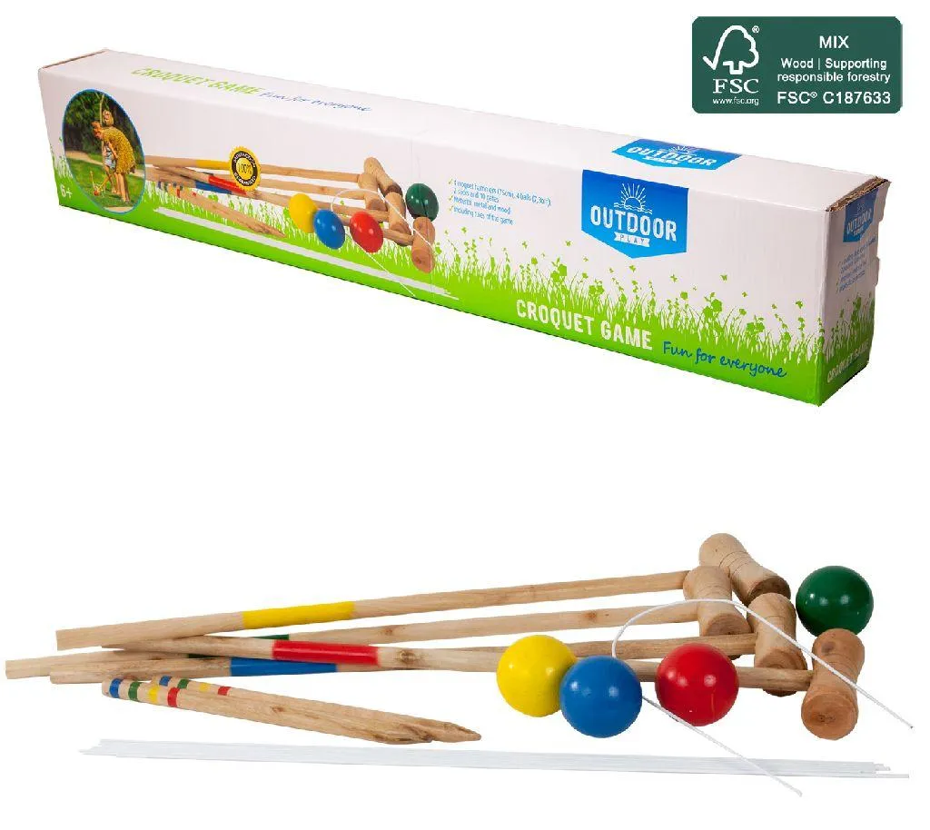 Outdoor Play 2014665 Croquet en Bois Robuste avec Accessoires Inclus
