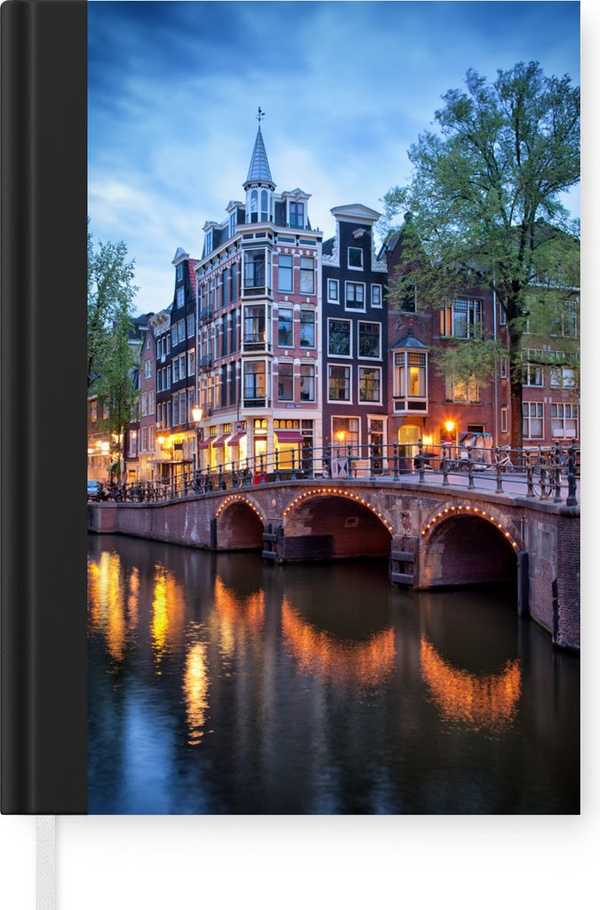 MuchoWow Notizbuch Tagebuch Haushaltsbuch Notebook A5 Amsterdam - Baum - Haus - Notizblock - Notizheft - Notebook - Schreibblock - Papier