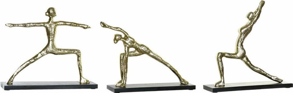 Deko-Figur DKD Home Decor 33 x 10 x 35 cm Schwarz Gold Indianer Yoga (3 Stück)